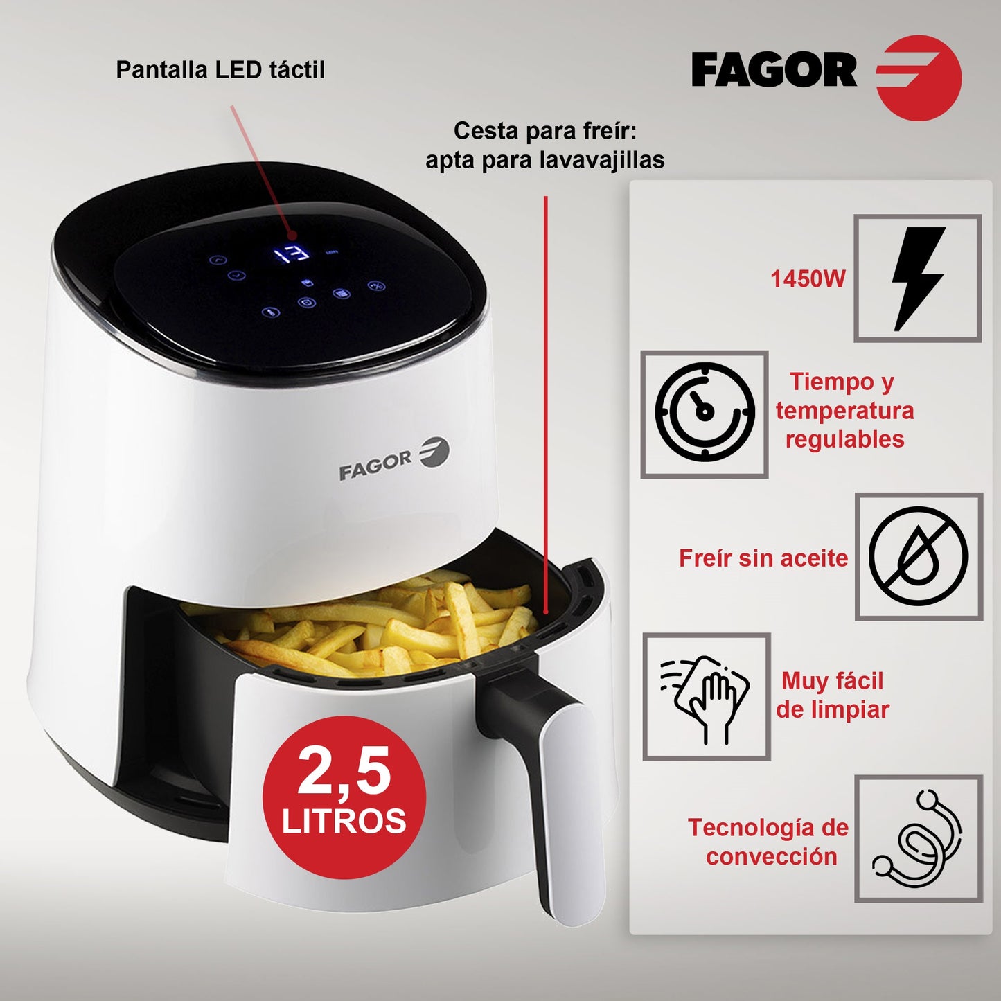 Airfryer freidora de aire Fagor Naturfry 2.5L 1450W